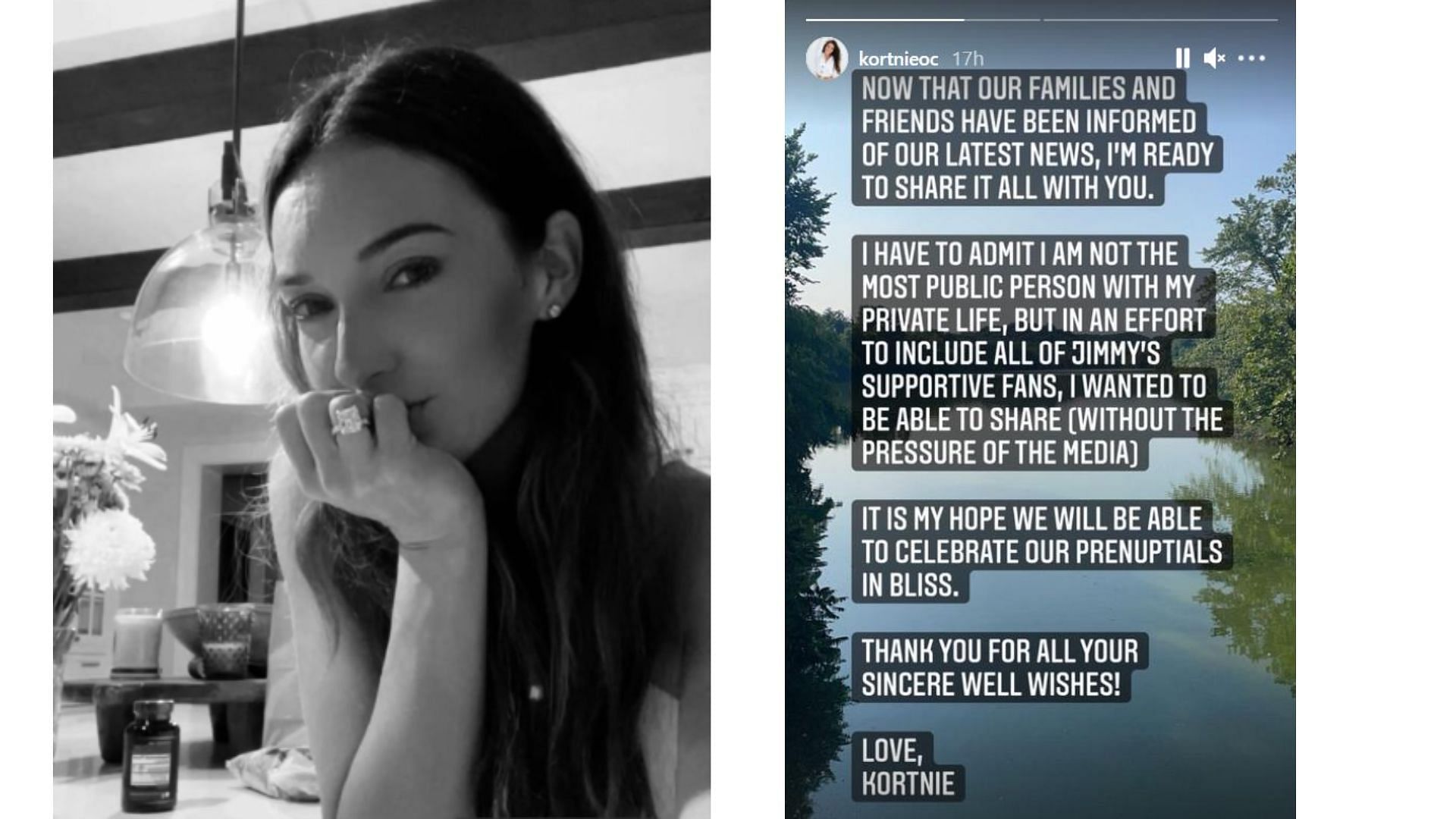 Kortnie took to her Instagram to share the engagement news.