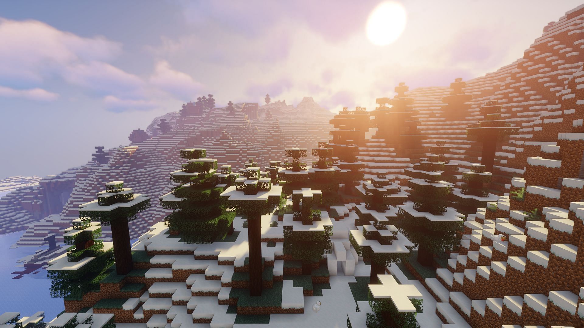 An example of an igloo with a village in the background (Image via Minecraft)