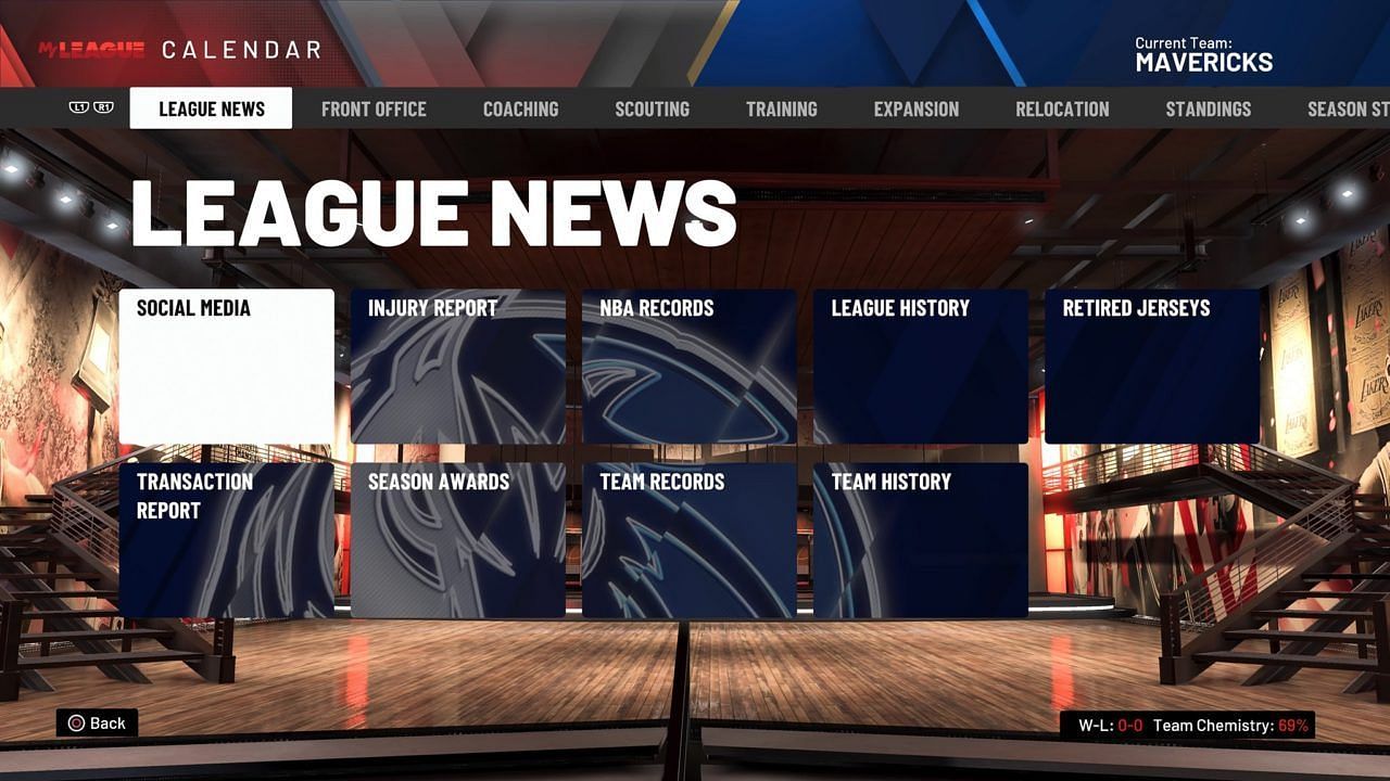 &quot;League News&quot; section in MyLeague as seen in NBA 2K20 (Source: Operation Sports)