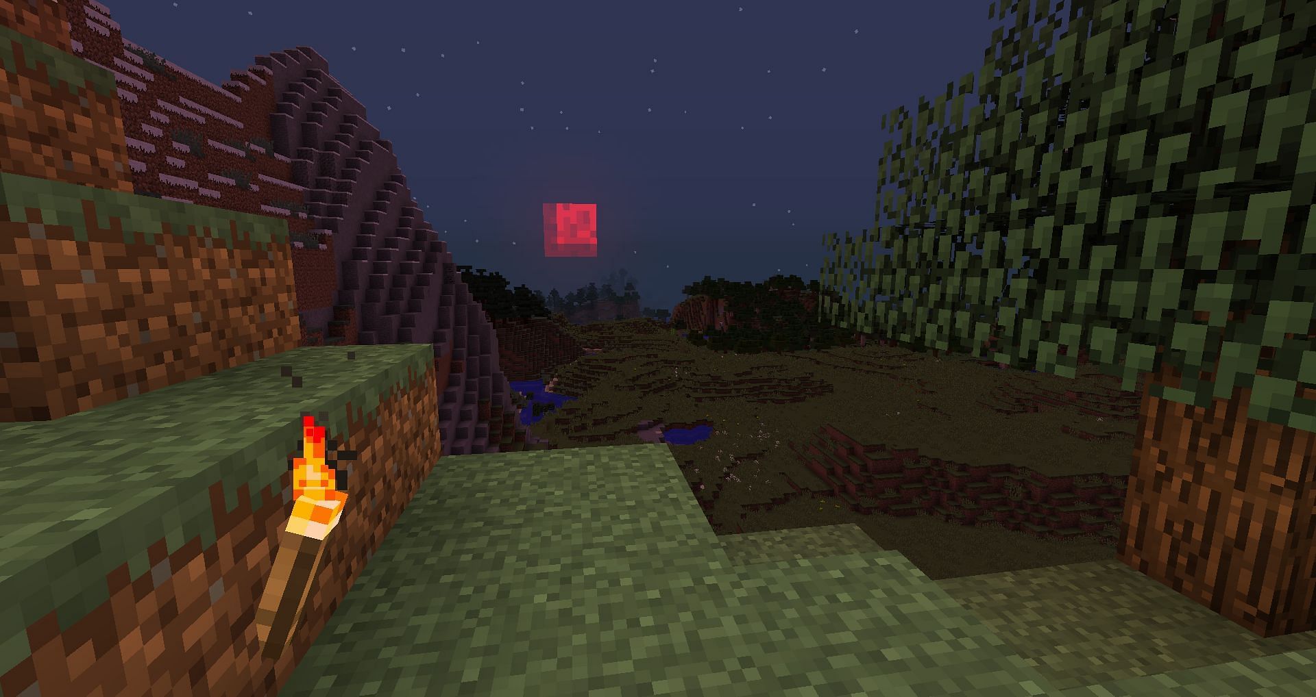 Bloodmoon will rise in Minecraft, giving a spooky feel to the players (Image via CurseForge)