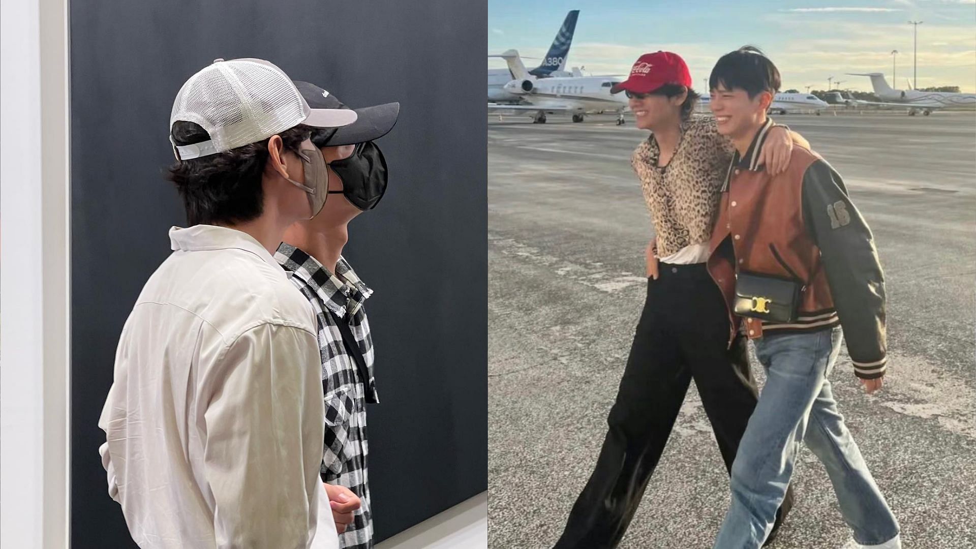 BTS's V And Actor Park Bo Gum Turn The Airport Into Their Runway