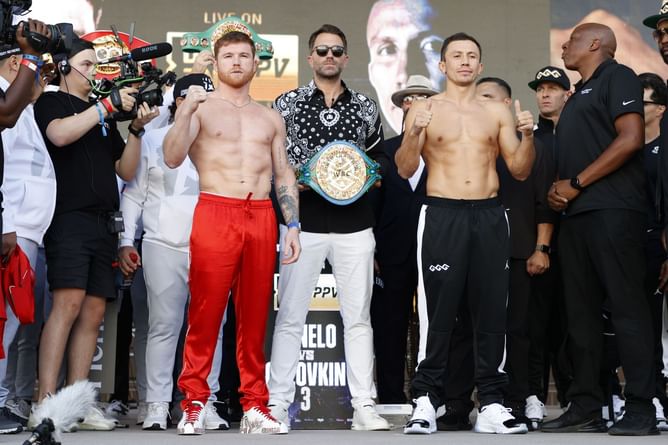 How many punches did Canelo Alvarez land against 'GGG' in the first two fights?