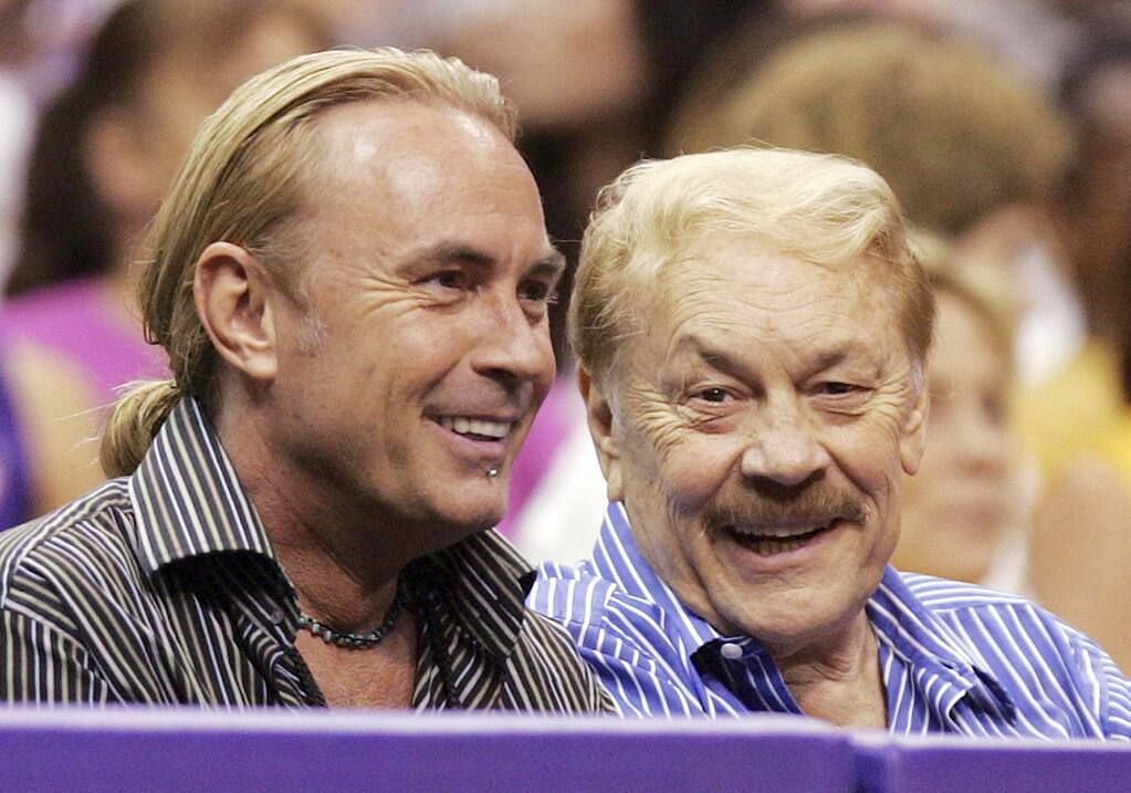 Johnny Buss and the late Dr. Jerry Buss [Photo source: The Press Democrat]