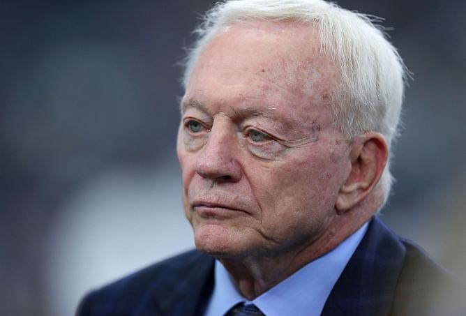WATCH: Angry Jerry Jones leaves AT&T Stadium early after Cowboys get humbled by Tom Brady's Buccaneers