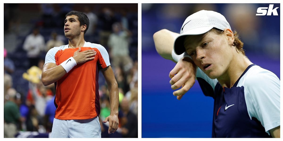 Carlos Alcaraz and Jannik Sinner after their epic match at the 2022 US Open