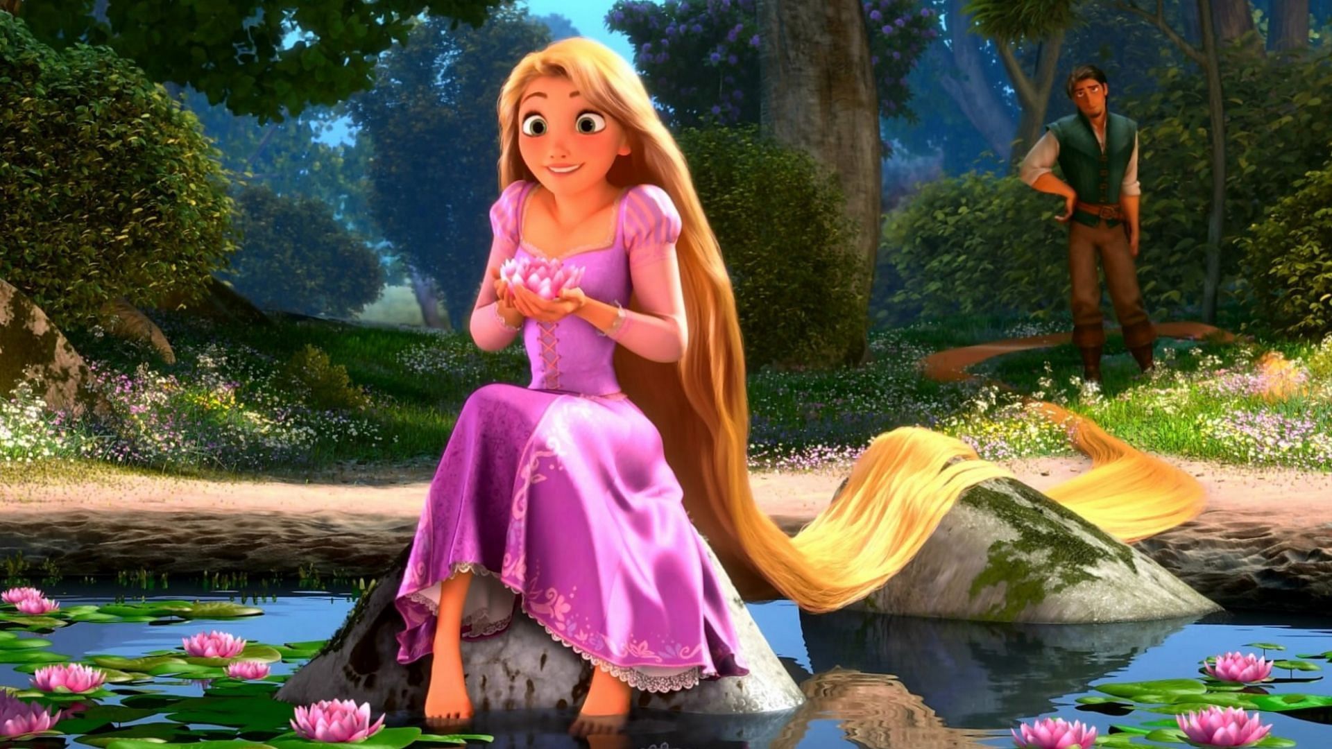 Rapunzel with Eugene in the background (Image via Disney)