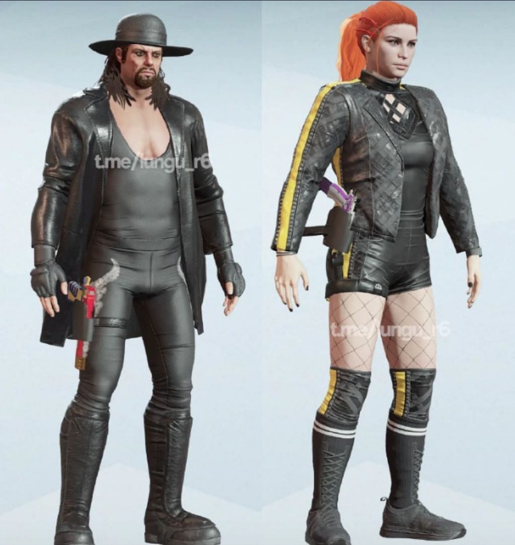 Becky Lynch and The Undertaker&#039;s Rainbow Six Siege character models.