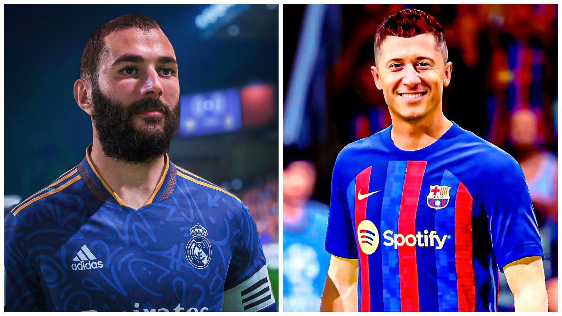 Karim Benzema and Robert Lewandowski are two of the highest rated players in FIFA 23 (Images via EA Sports))