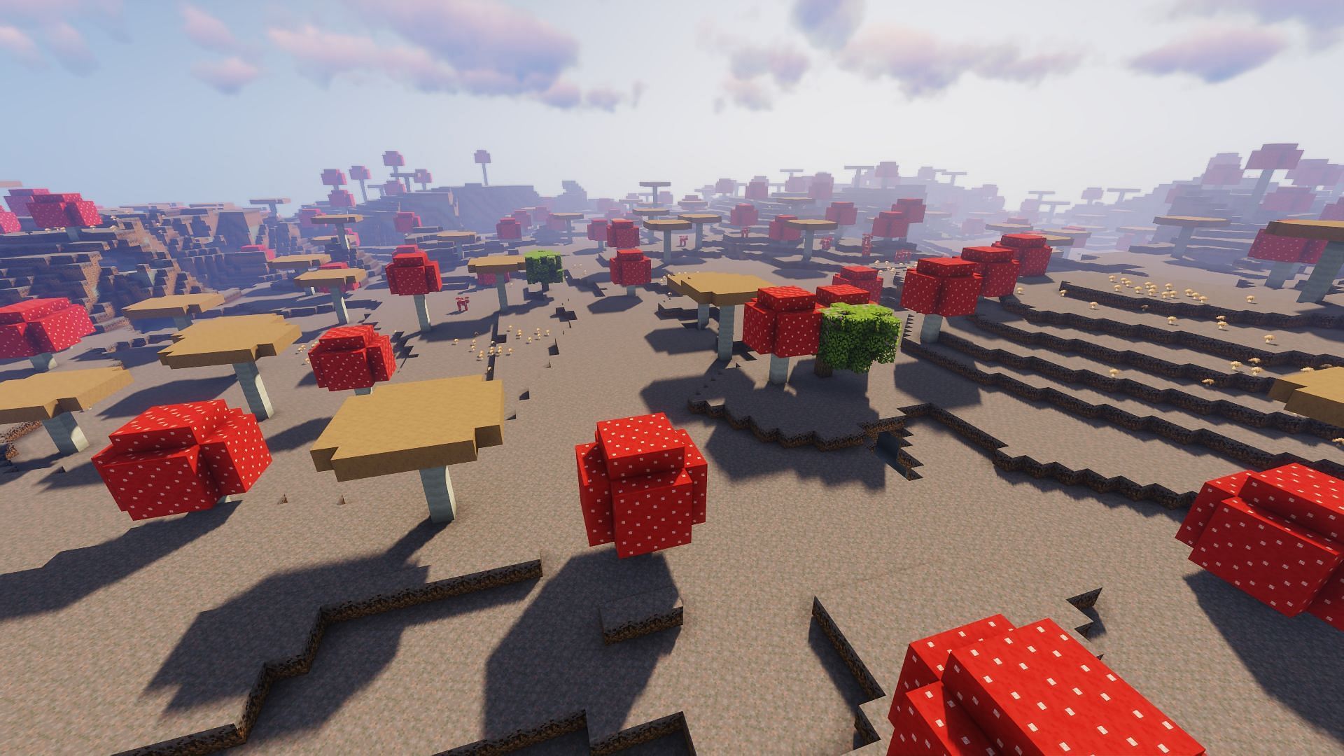 The large mushroom biome that players spawn next to, featured in one of the seeds below (Image via Minecraft)