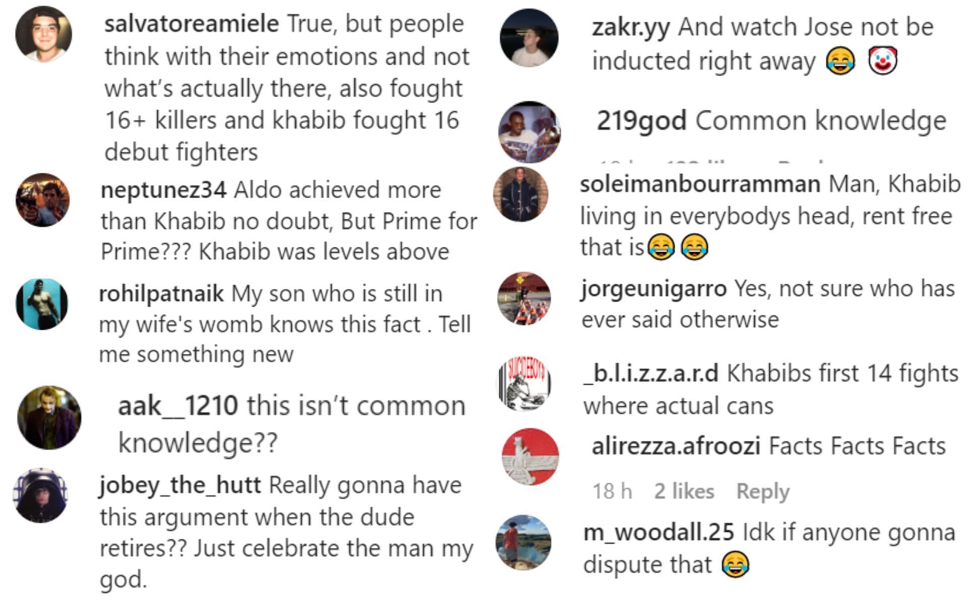 Fans react to Aldo being higher than Nurmagomedov in the GOAT debate.