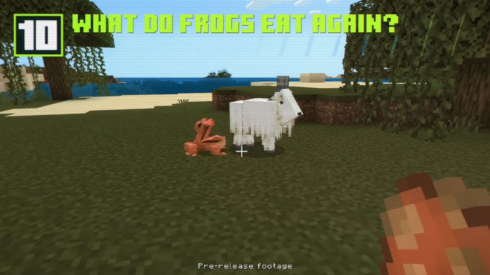 A frog mob eating a goat mob (Image via Mojang)