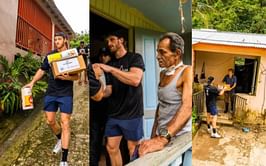 Logan Paul and his trainer Milton Lacroix distributed food and water supplies during water cut-off in the wake of hurricane Fiona