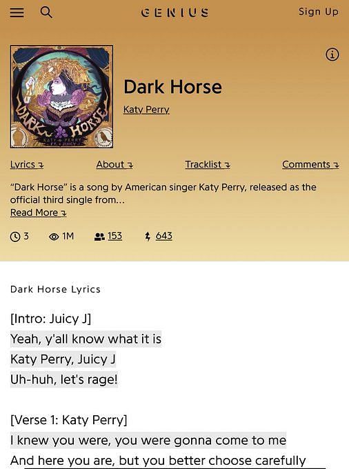 dark horse lyrics