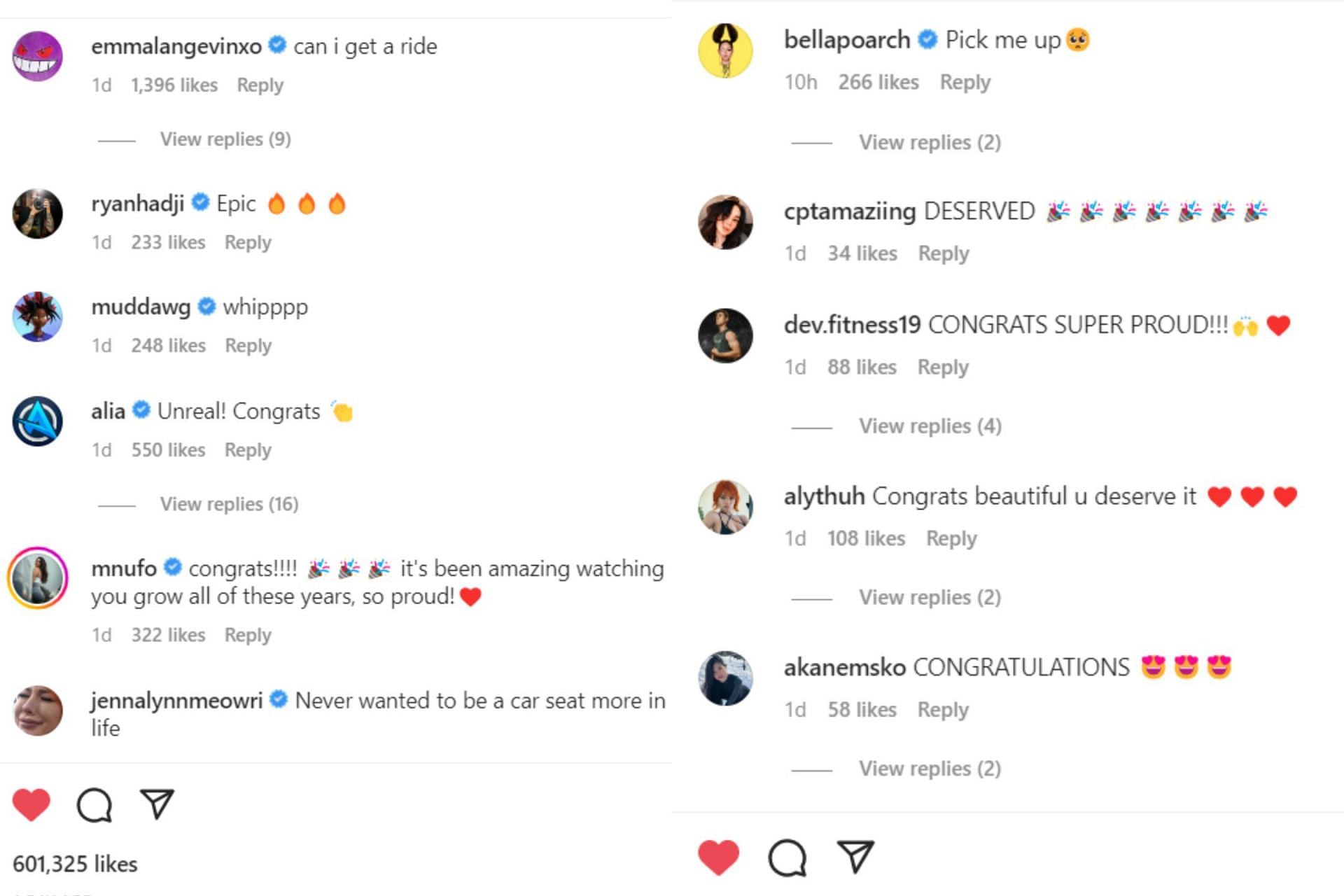 Fans reaction (Image via Valkyrae/Instagram)