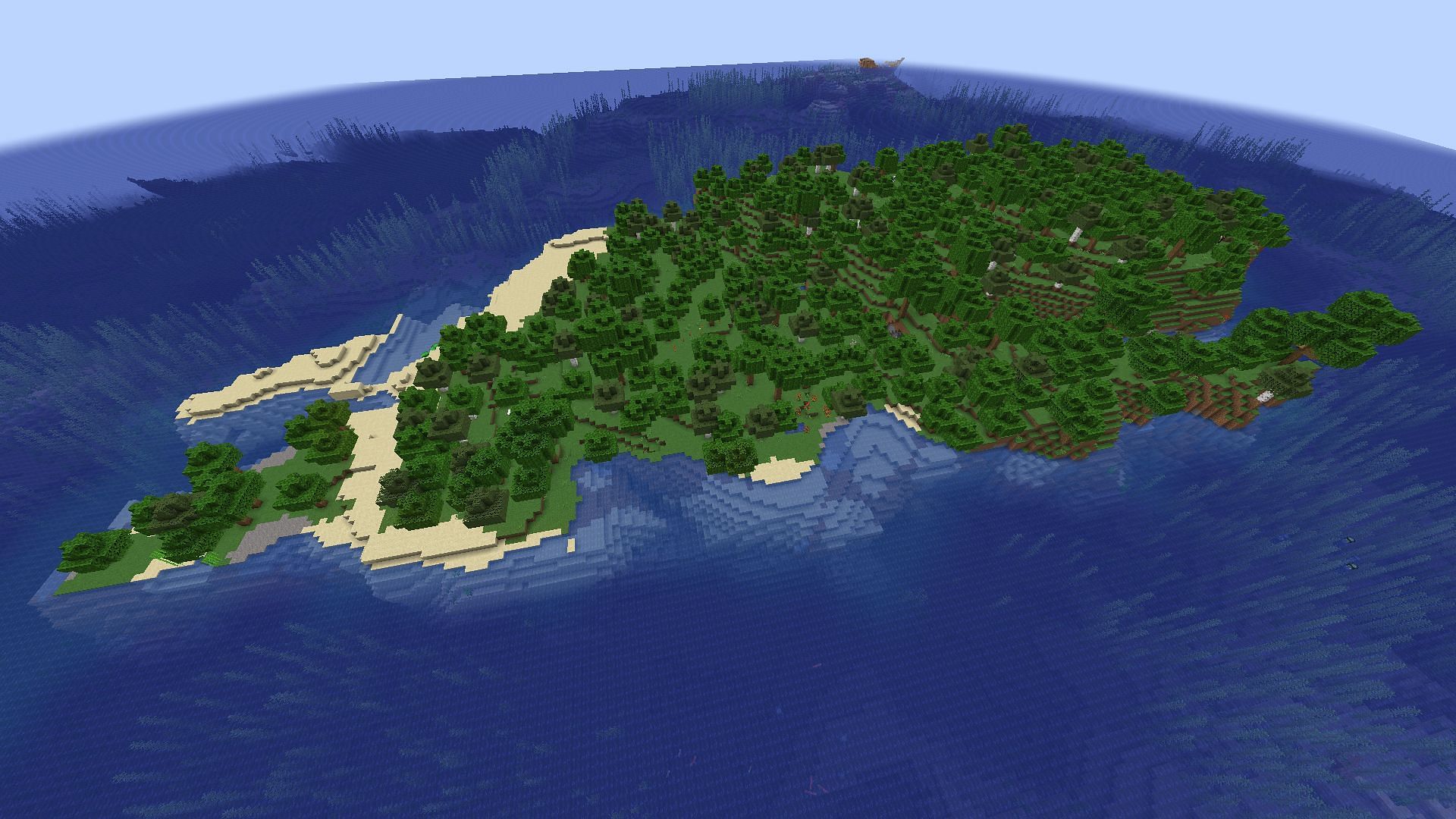 Forest islands are perfect for new Minecraft players (Image via Mojang)