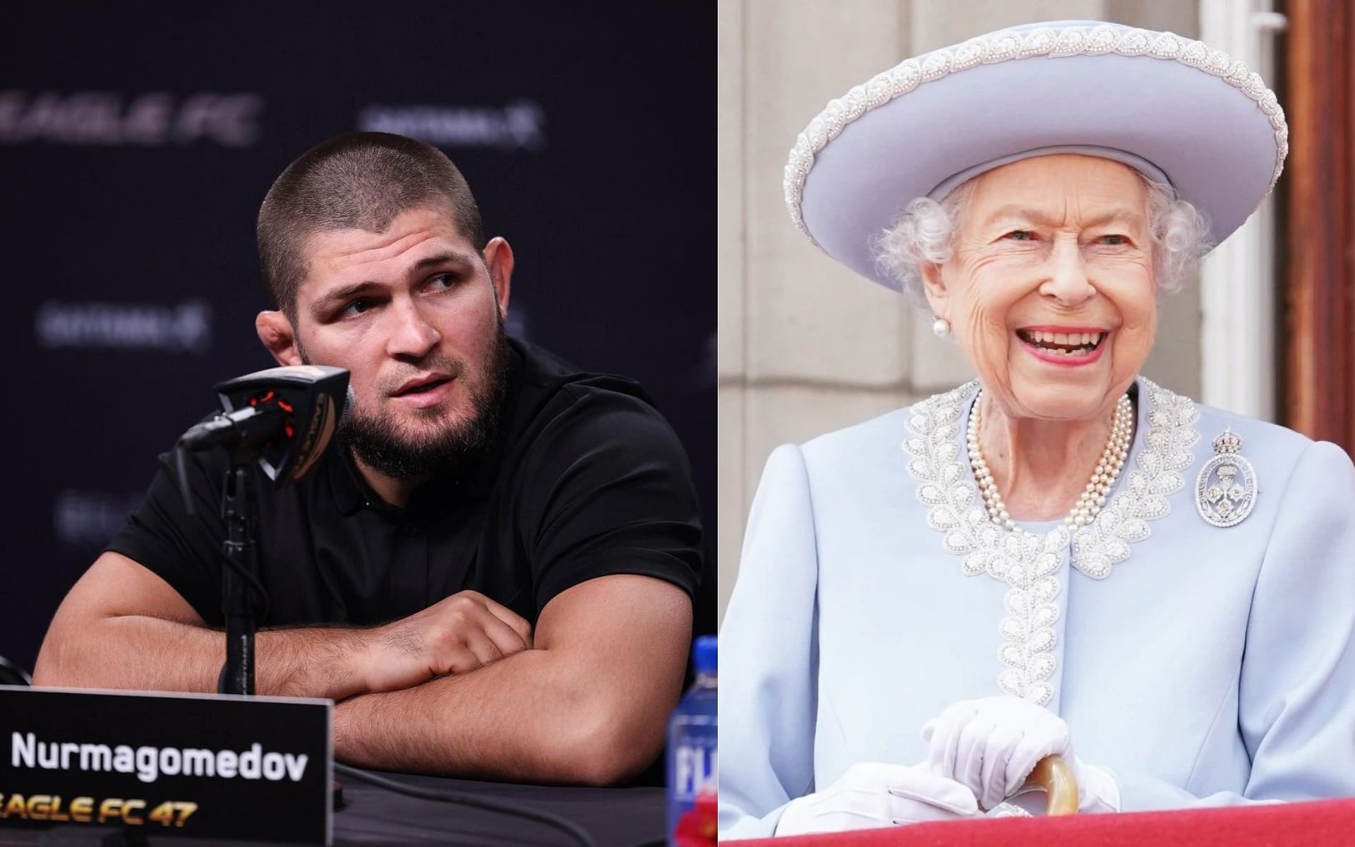 Khabib Nurmagomedov  (Left) and Queen Elizabeth II (Right) [Images via: @khabib_nurmagomedov and @theroyalfamily on Instagram]