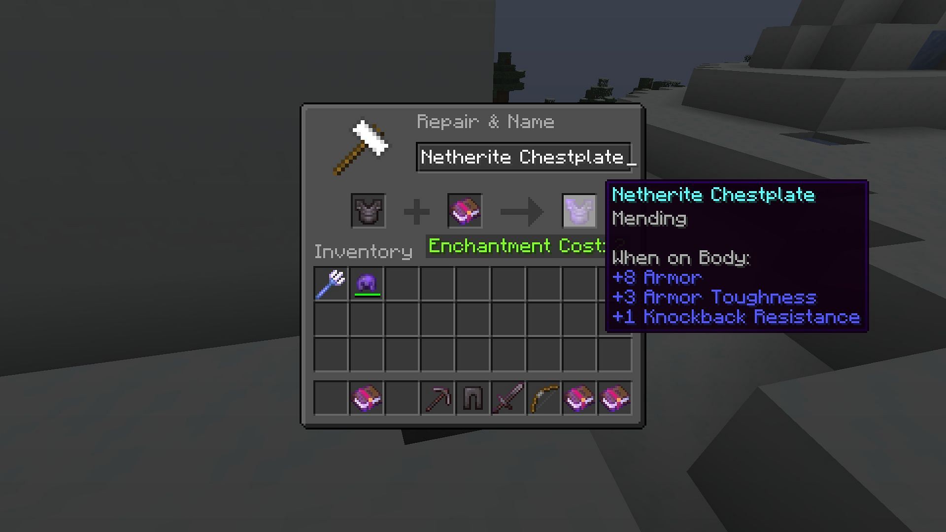 Mending enables gears to repair themselves with XP points in Minecraft (Image via Mojang)