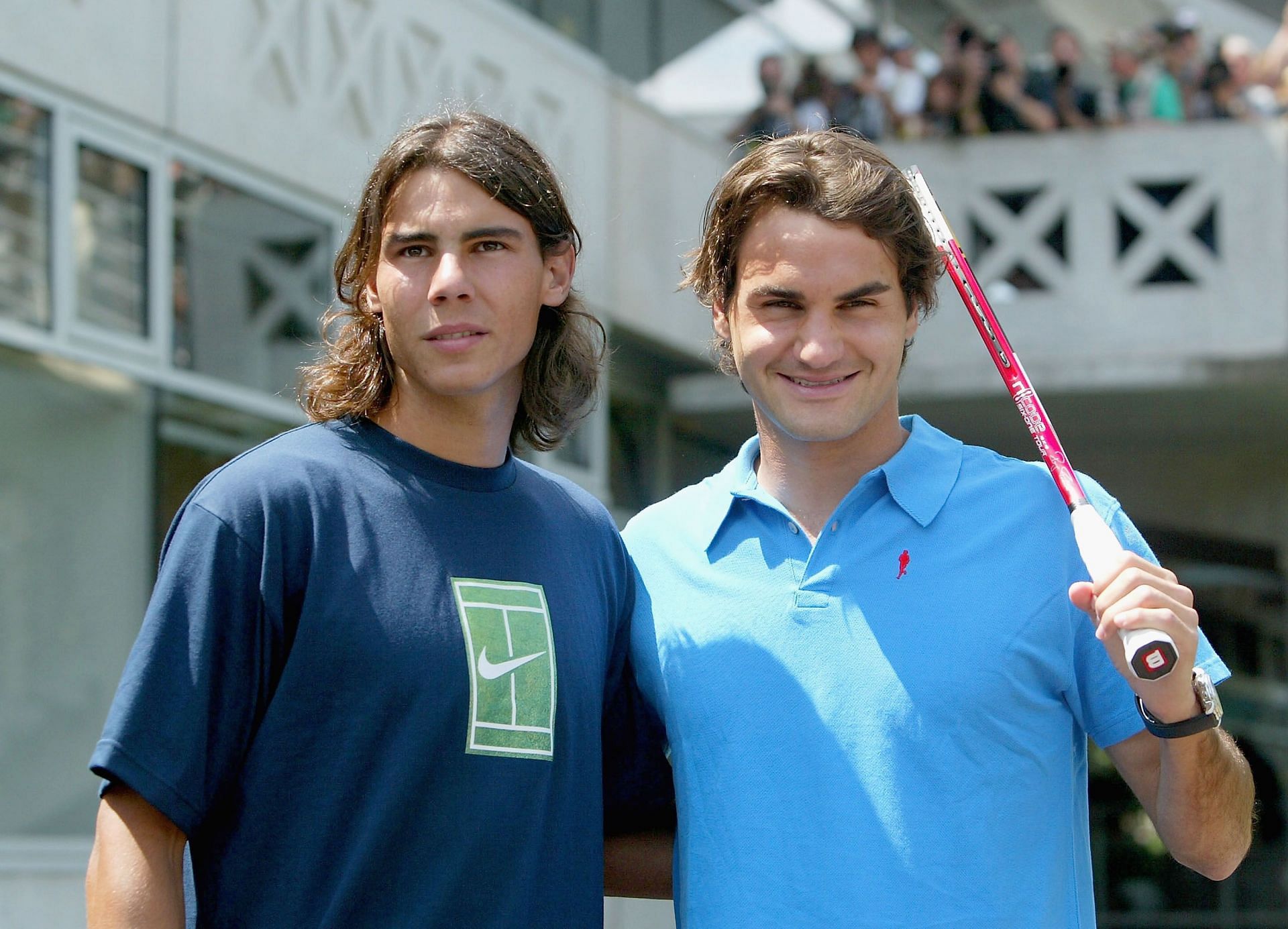 Rafael Nadal (L) &amp; Roger Federer in 2005