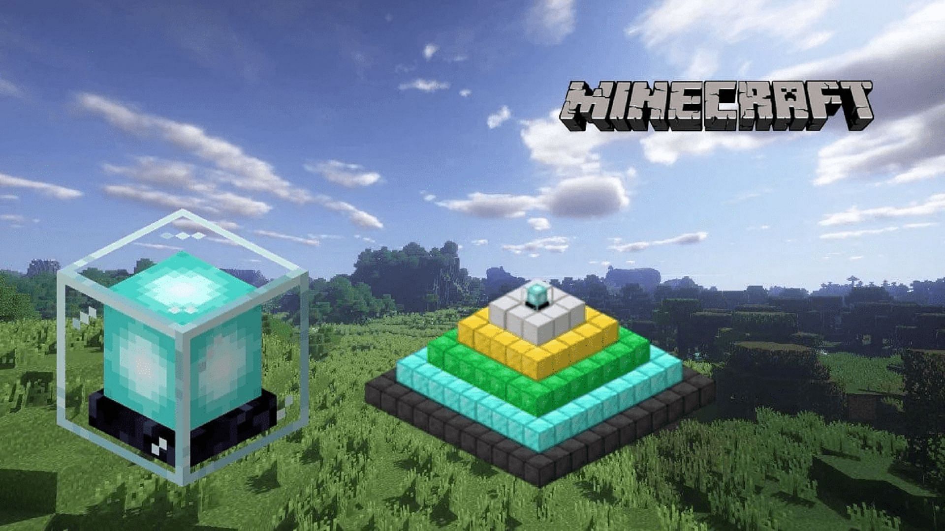 A beacon block and pyramid in Minecraft (Image via Mojang)