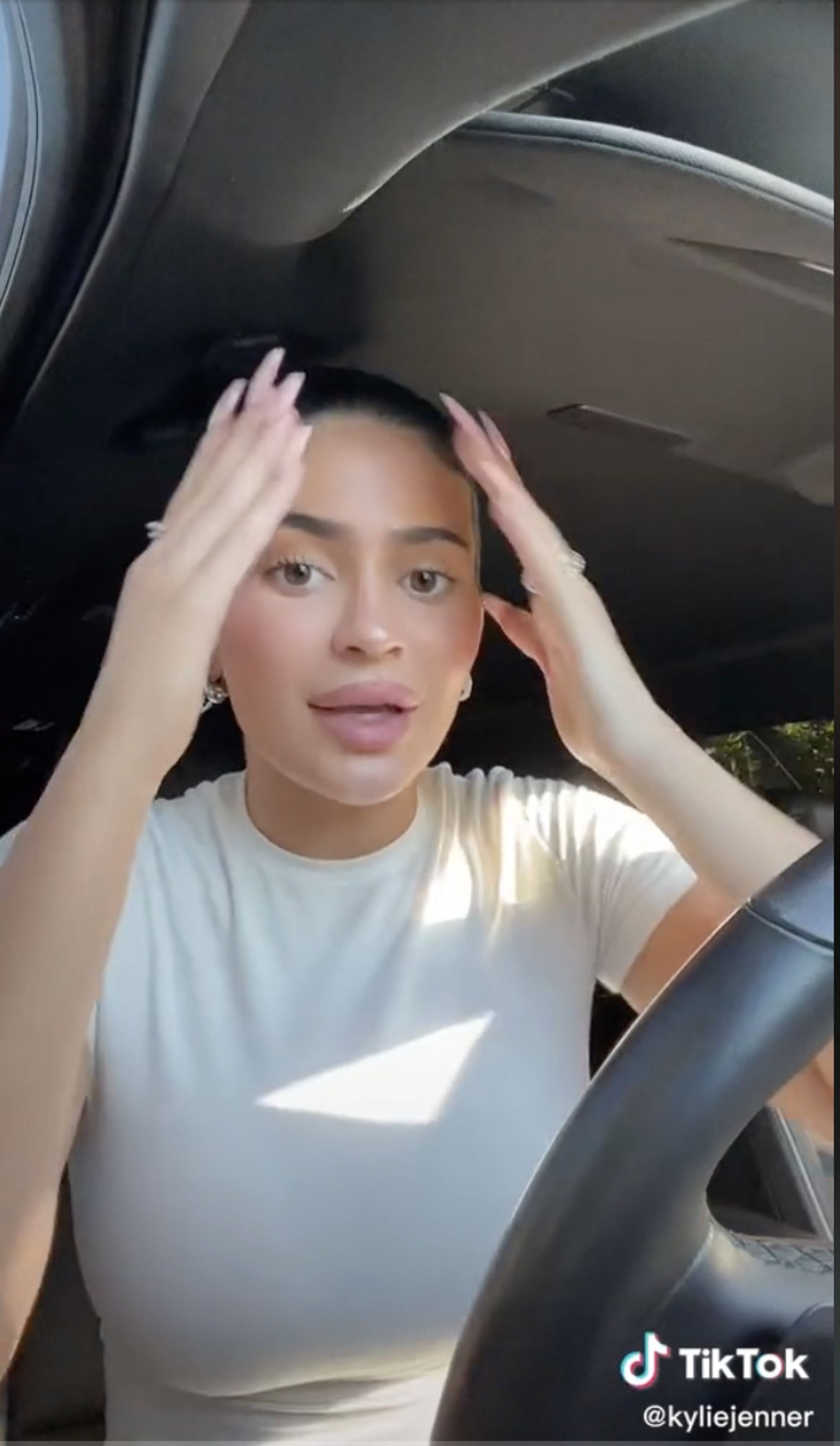 Kylie uploaded a video on TikTok talking about her new lip kits. (Image via TikTok)