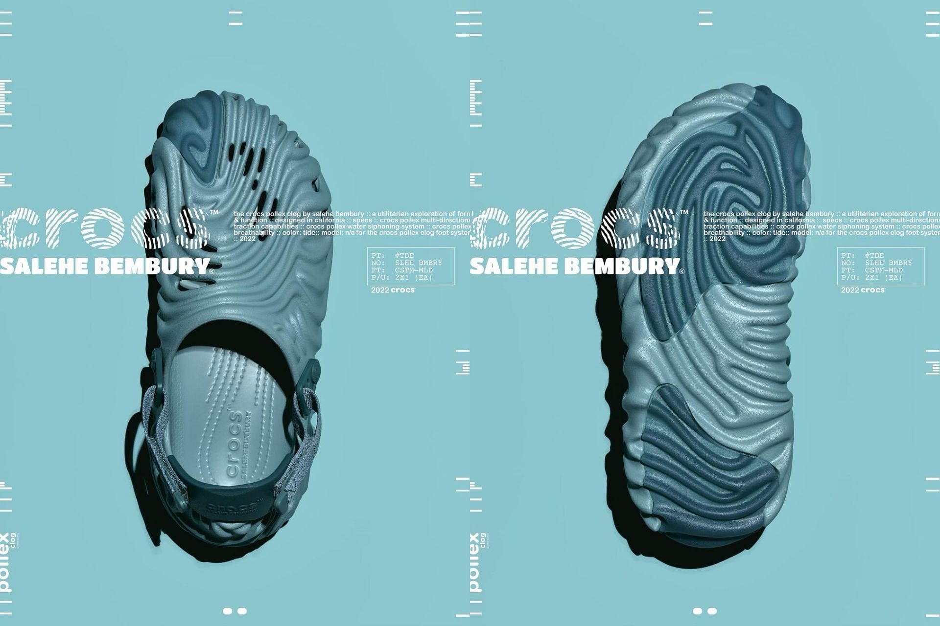 Upcoming Salehe Bembury x Crocs Pollex Clog in Tide colorway (Image via @salehebembury / Instagram)