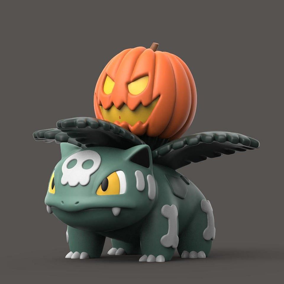 A Halloween-themed Ivysaur (Image via u/Scrazyone1 on Reddit)