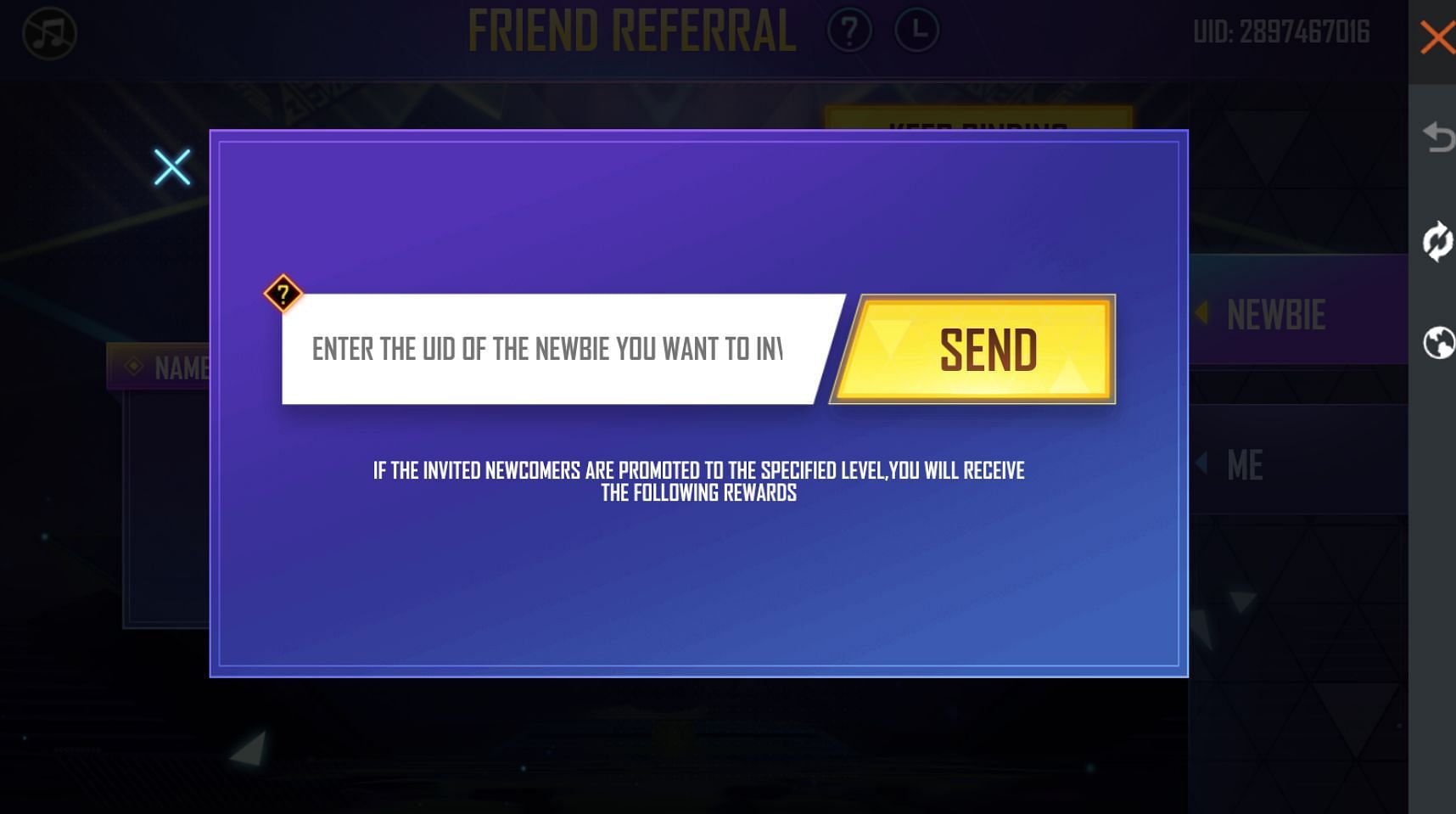 You can send the invites to multiple newbies in Free Fire MAX (Image via Garena)