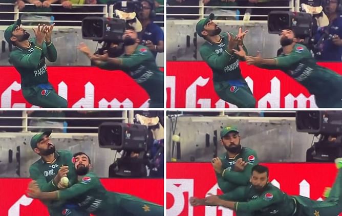 Asia Cup 2022: [WATCH] Shadab Khan and Asif Ali collide while attempting to take Bhanuka Rajapaksa’s catch; ball goes for six