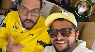 [In Picture] “Somebody photobombed us” – Fan steals limelight as Suresh Raina clicks selfie with Yuvraj Singh