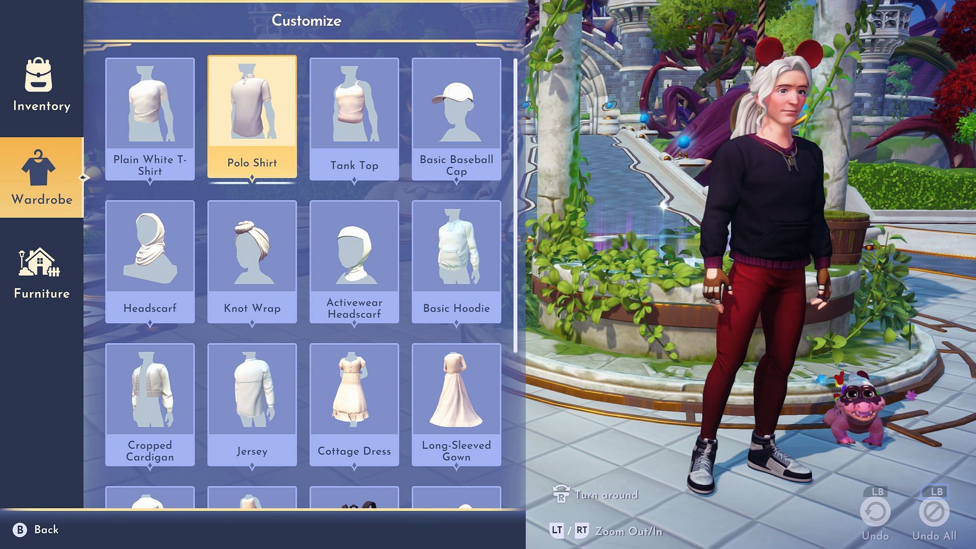 A look at the clothing options in Disney Dreamlight Valley (Image via Gameloft)