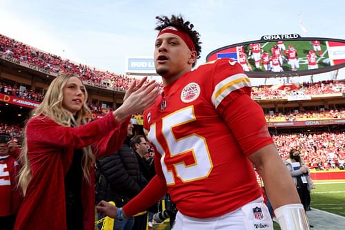 Patrick and Brittany Mahomes at the AFC Championship - Cincinnati Bengals v Kansas City Chiefs game