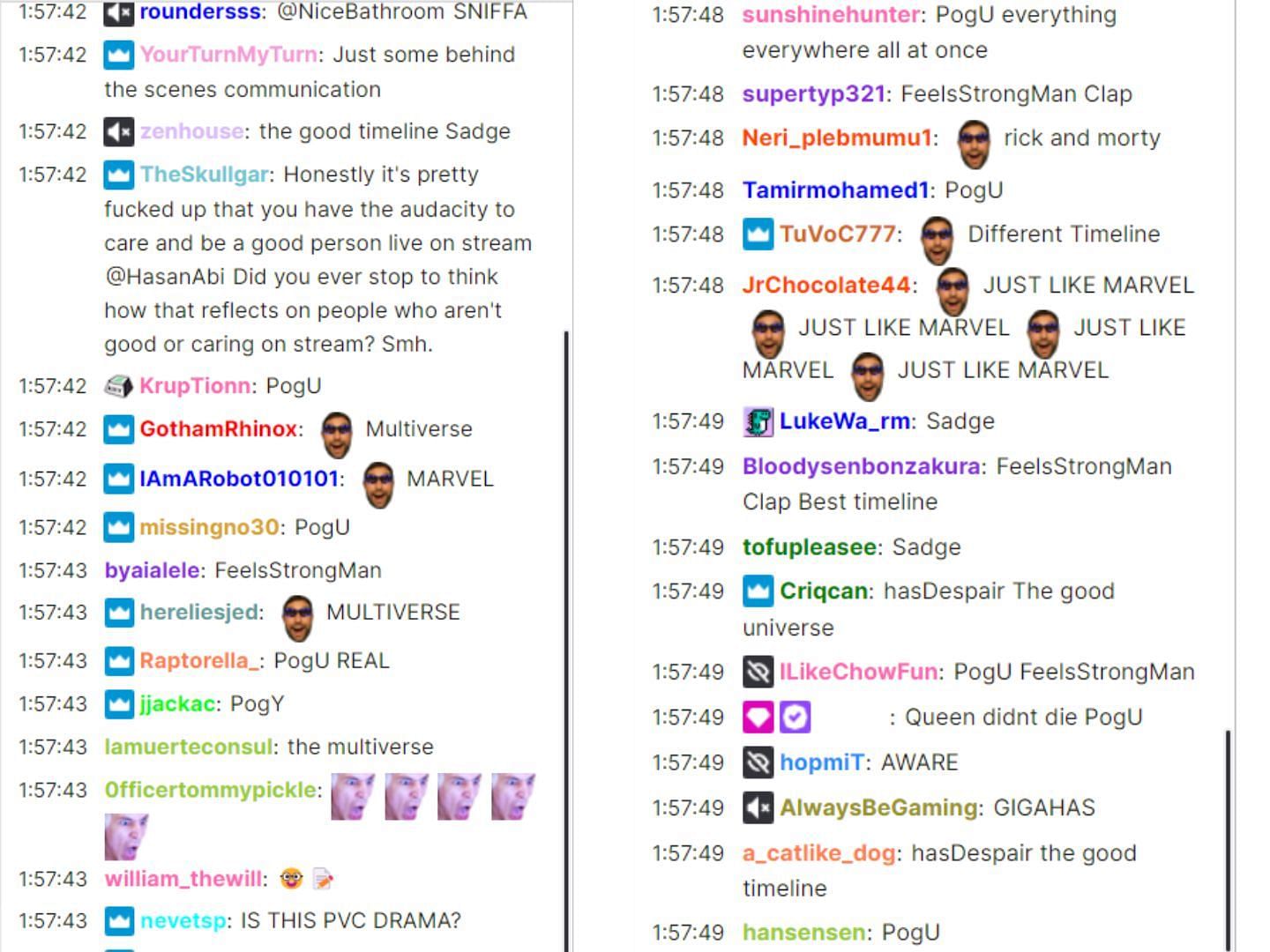 Fan reactions (Image via HasanAbi/Twitch)