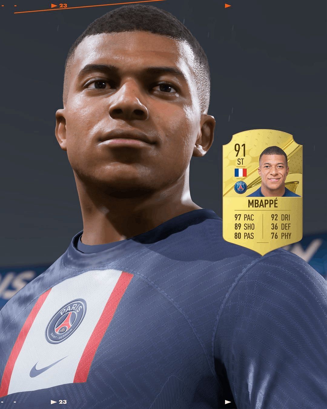 Kylian Mbappe official FIFA 23 player card (Image via EA Sports FIFA)