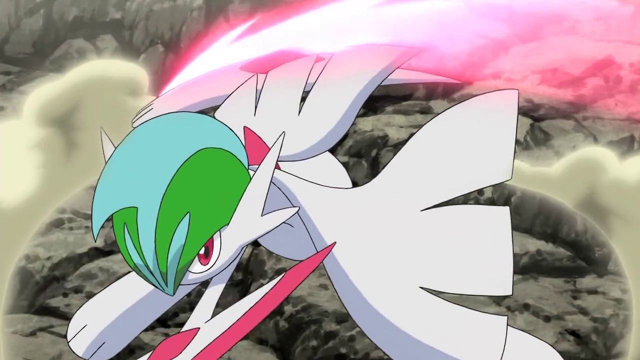 Mega Gallade as it appears in the anime (Image via The Pok&eacute;mon Companyny)