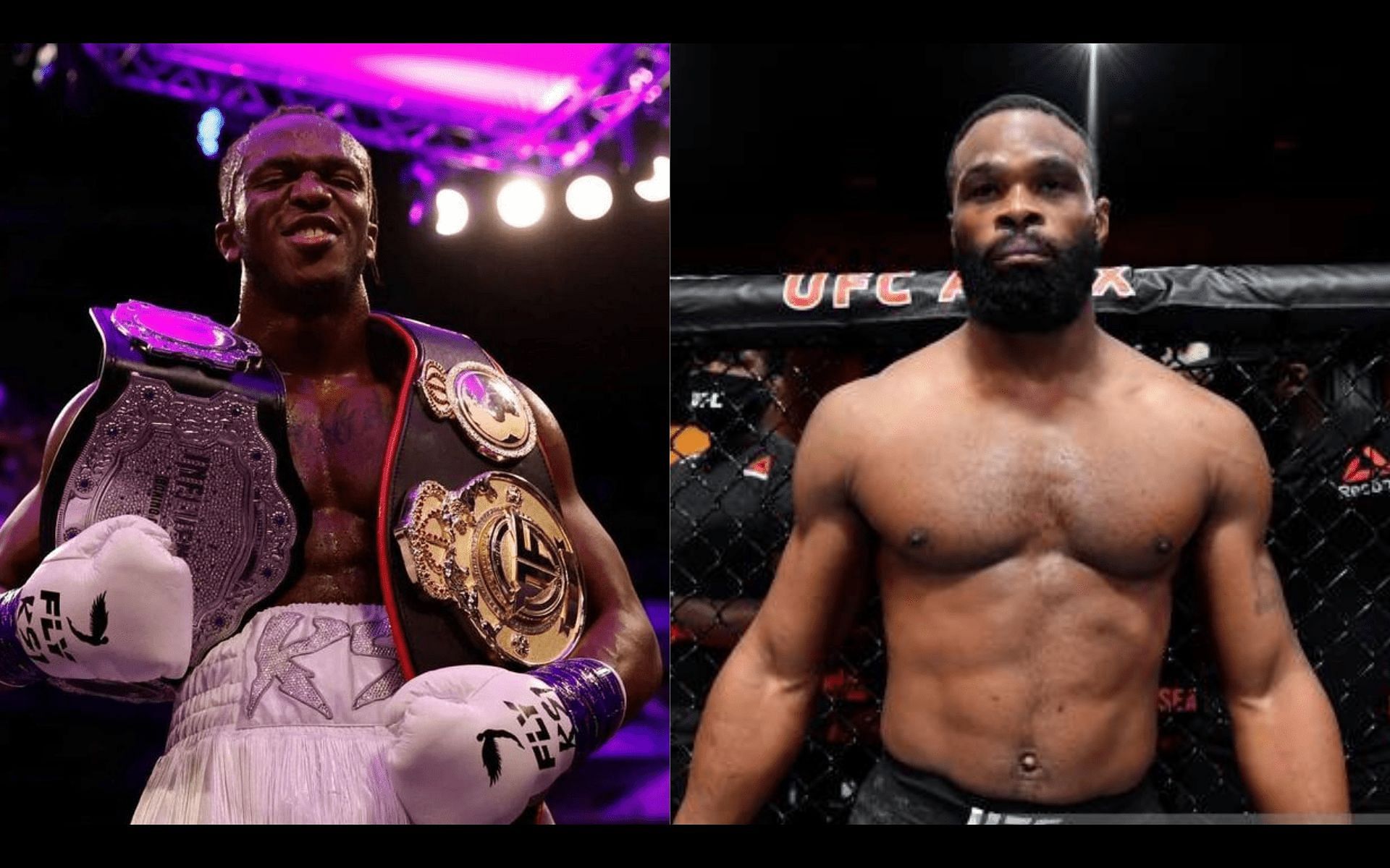 KSI (L), Tyron Woodley (R), Credits:- Instagram @KSI and Getty