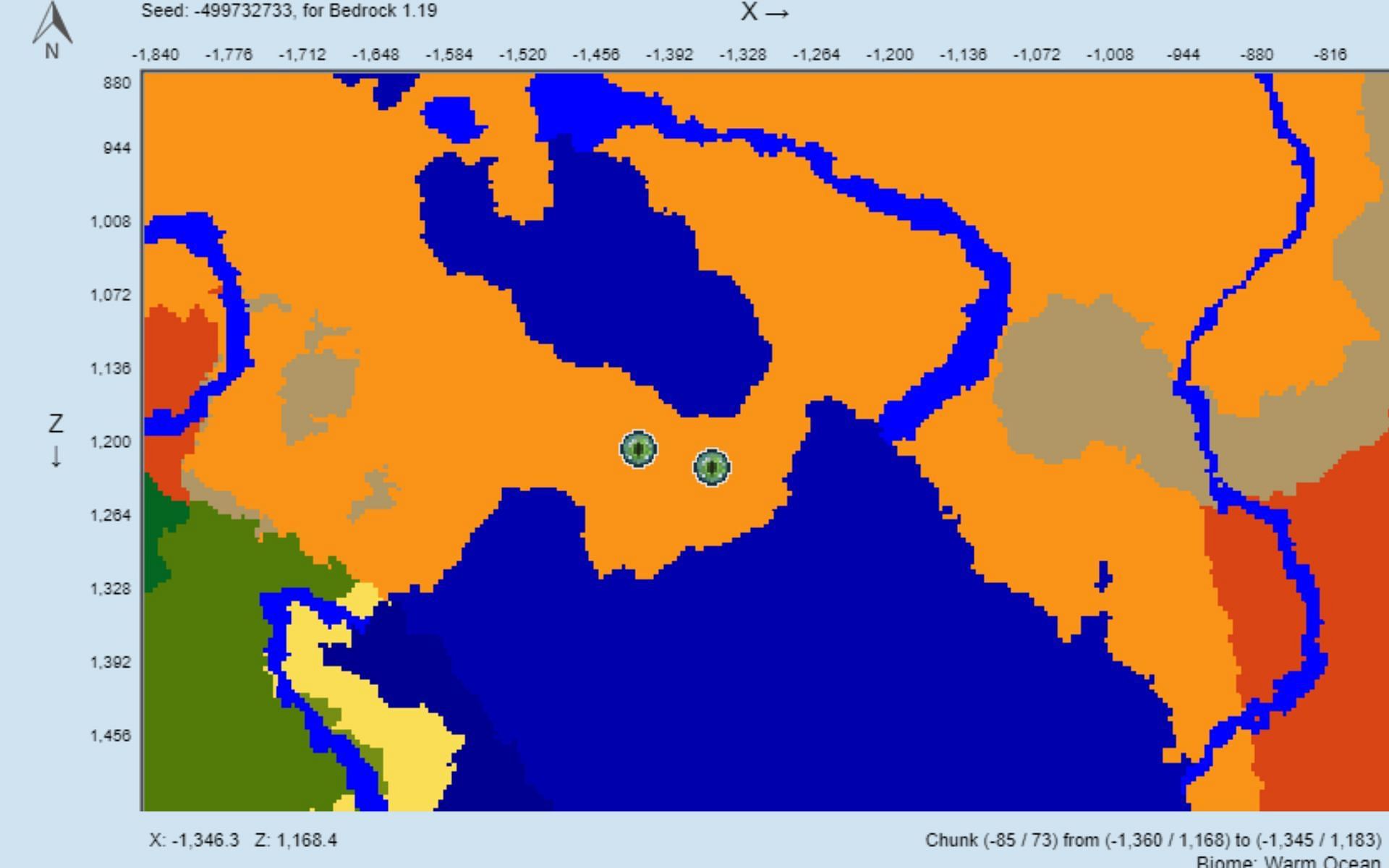 The two strongholds in this seed (Image via chunkbase)