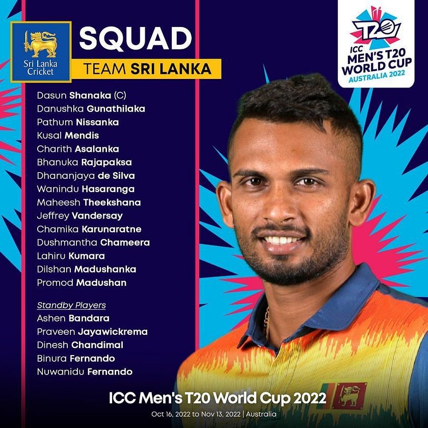 T20 World Cup Sri Lanka Squad 2022 Full Players List