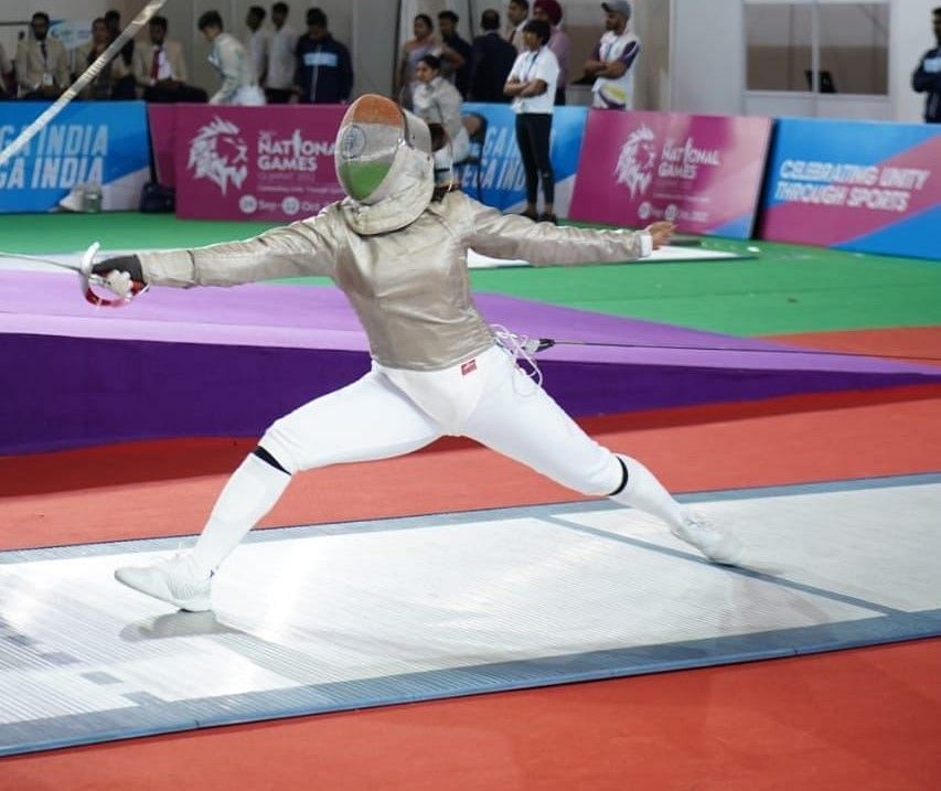 Bhavani Devi in action at the National Games 2022.