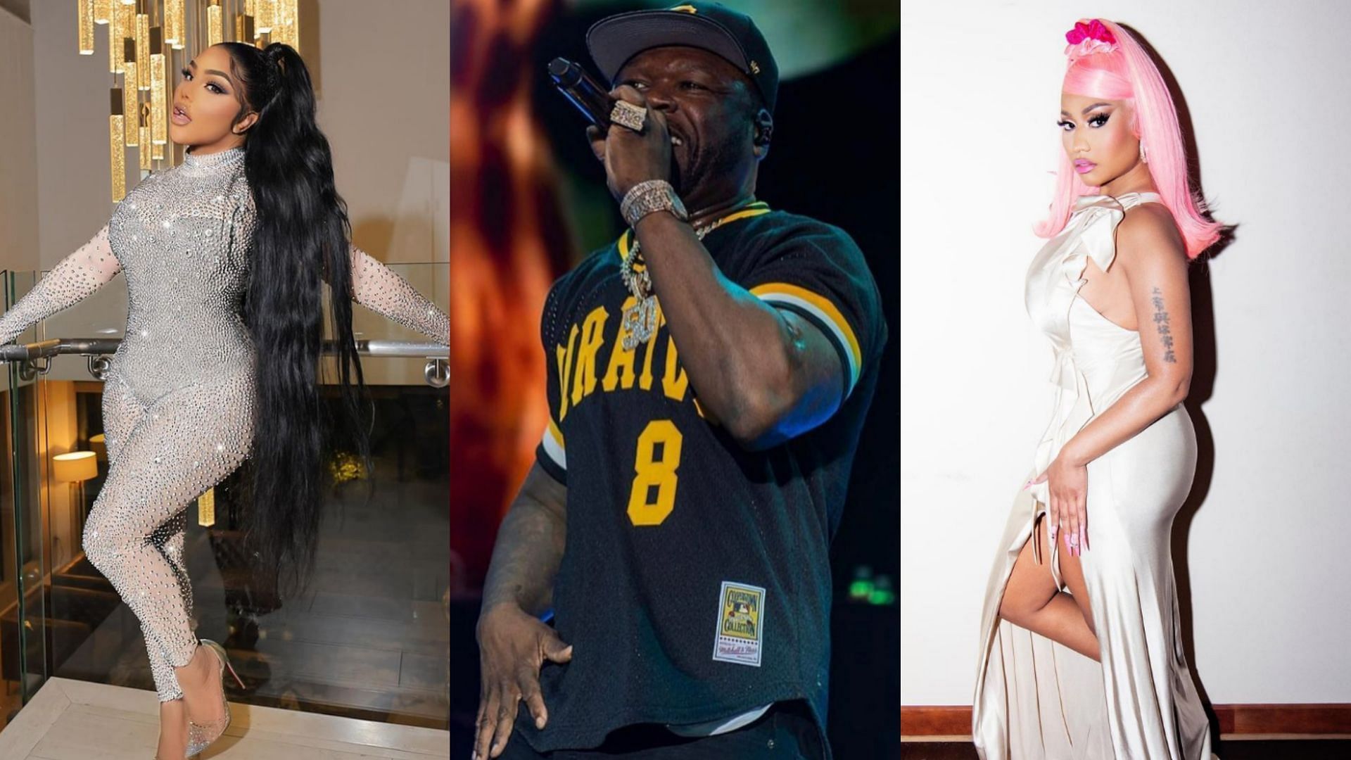 50 Cent initiates Lil Kim and Nicki Minaj feud (Image via 50cent, lilkimthequeenbee and nickiminaj/Instagram)
