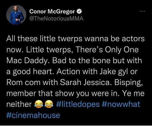 Conor McGregor's tweet [Photo via: @TheNotoriousMMA on Twitter]