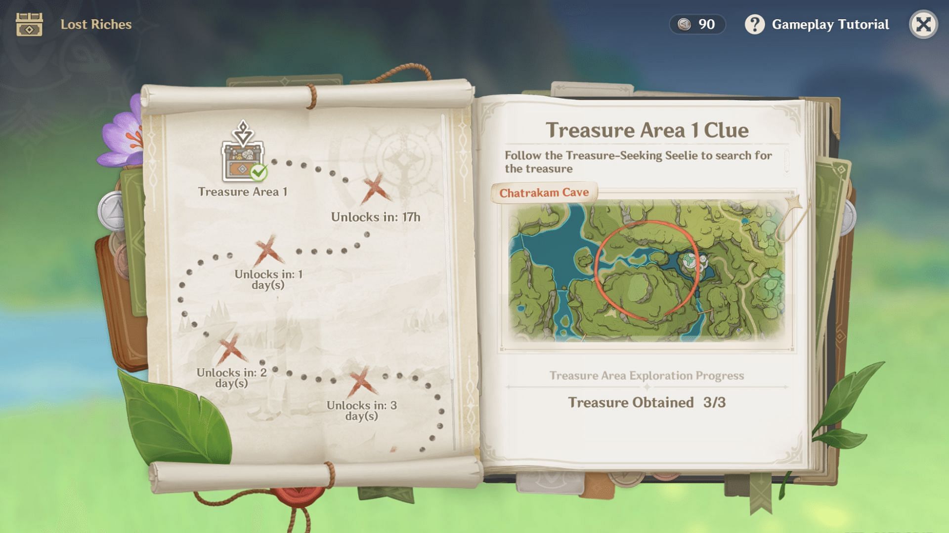 Check Ulman&#039;s Treasure Book to find the marked location (Image via Genshin Impact)