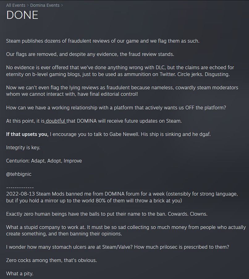 Domina removed from Steam after indie developer's transphobic posts on ...