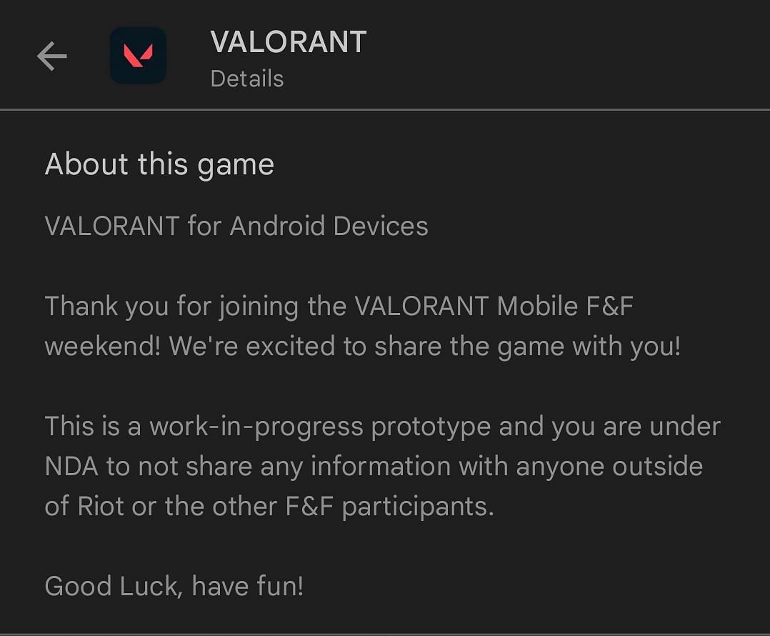 Google Play Store description for Valorant Mobile (Image via Sportskeeda)