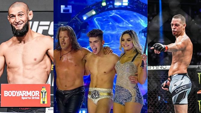 "I think Khamzat Chimaev’s beard weighs 7.5 pounds" - Chris Jericho, top female AEW star, and others react to UFC 279 featuring Nate Diaz