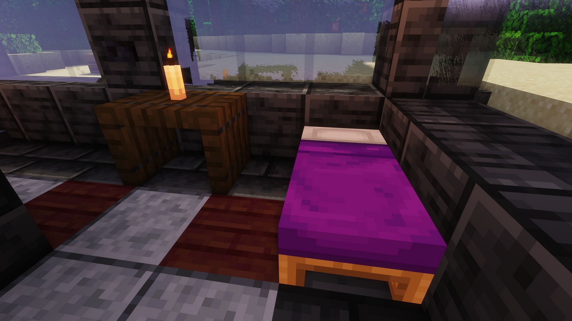 An example of a three trapdoor end table (Image via Minecraft)