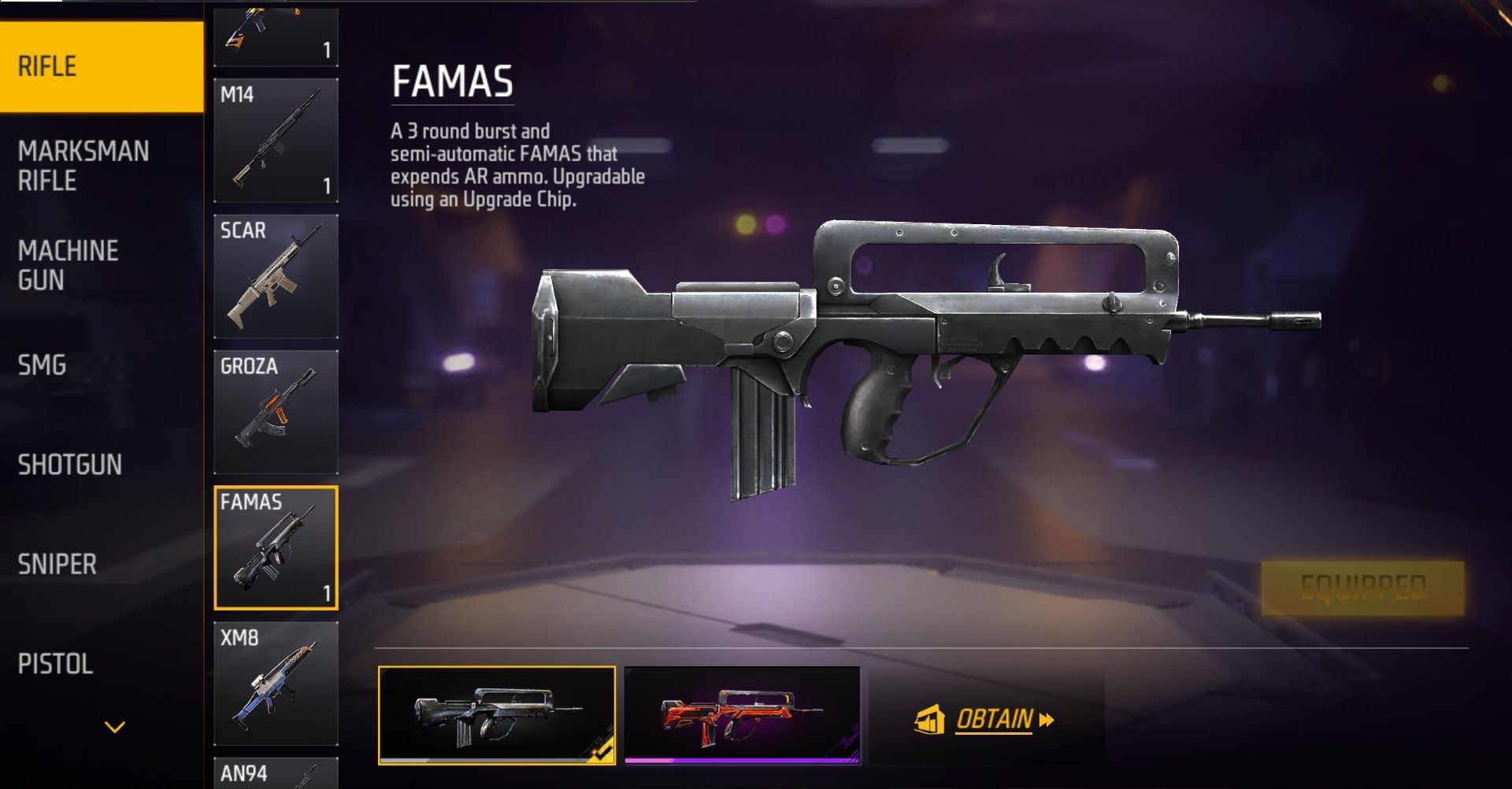 FAMAS मिड रेंज के लिए उपयोग की जाती है (Image via Garena)