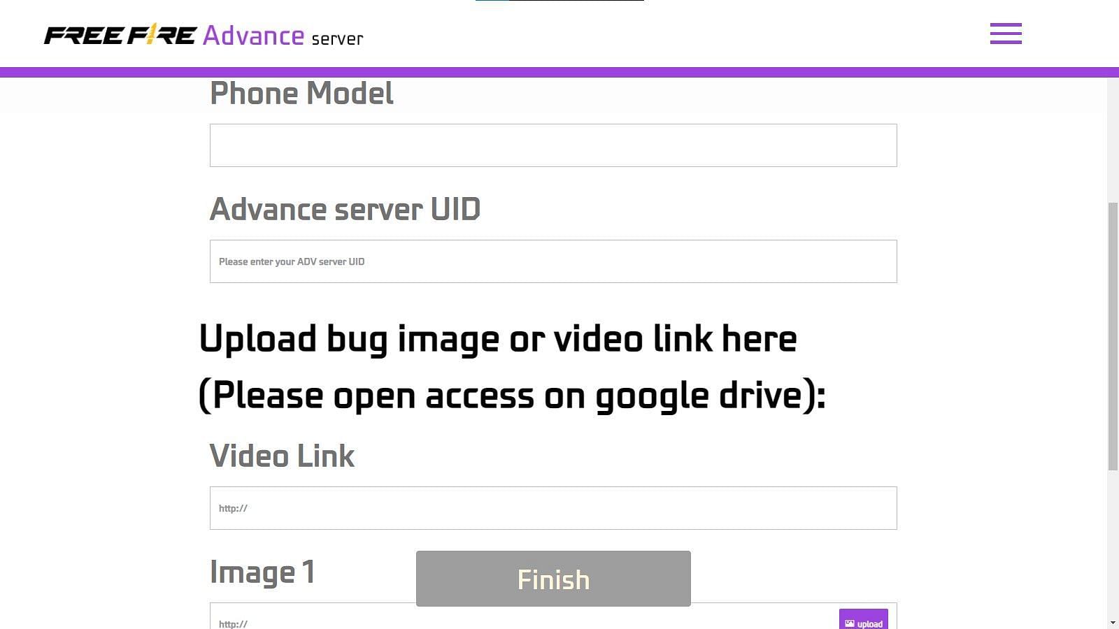Provide the Google Drive link to access the media (Image via Garena)