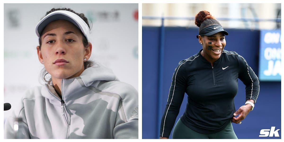 Garbine Muguruza (L) and Serena Williams (R)