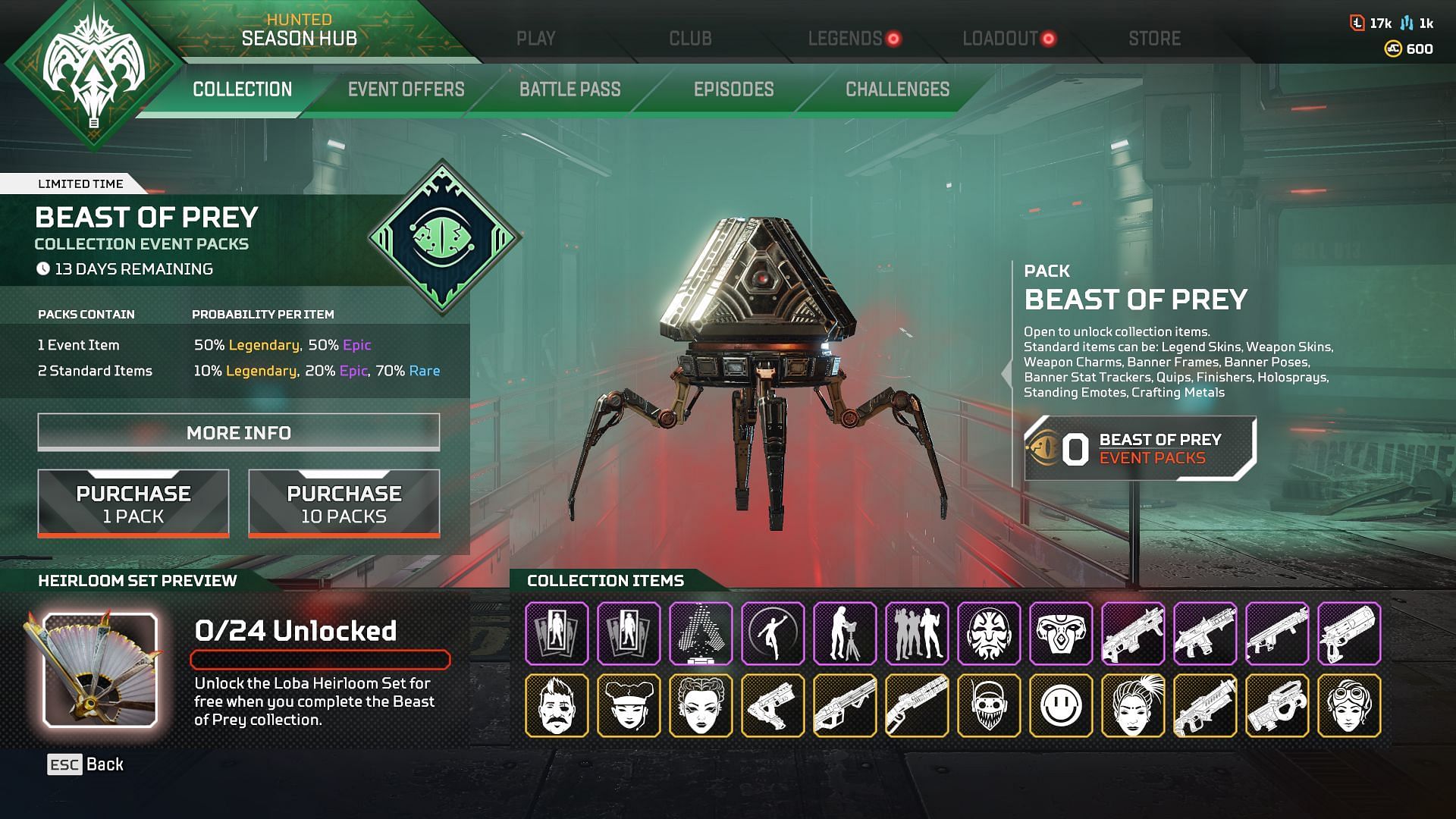 The Beast of Prey event page in Apex Legends (Image via EA)