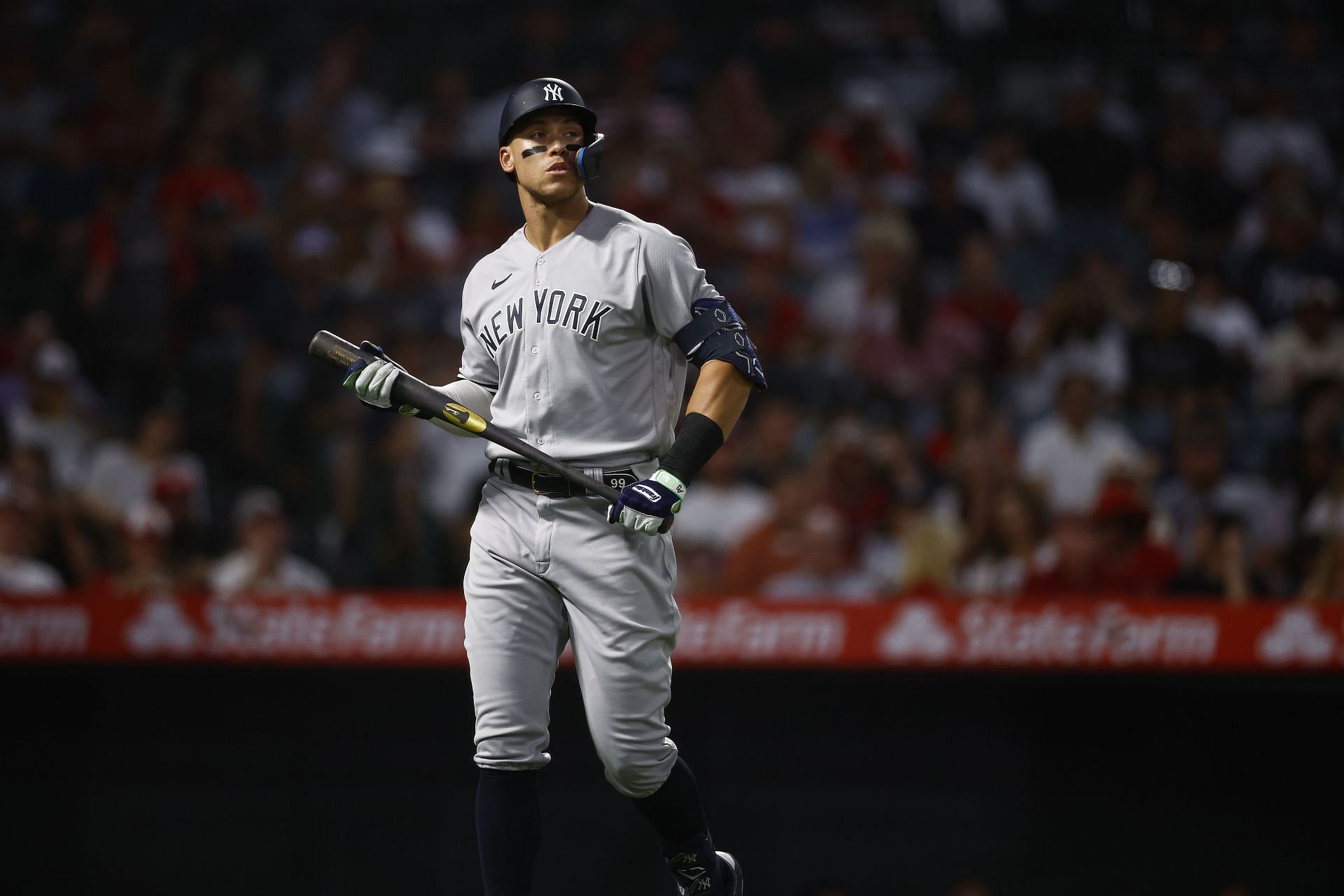 Aaron Judge #99 of the New York Yankees at Angel Stadium of Anaheim